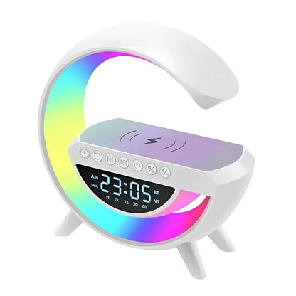 Parlante Bluetooth Lampara RGB G Cargador Inalambrico Reloj Despertador