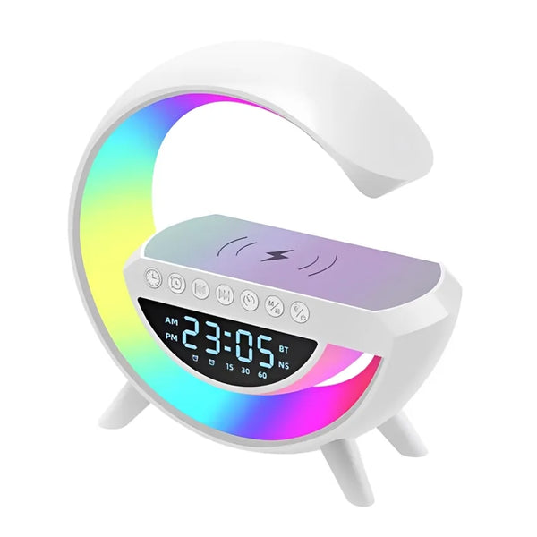 Parlante Bluetooth Lampara RGB G Cargador Inalambrico Reloj Despertador