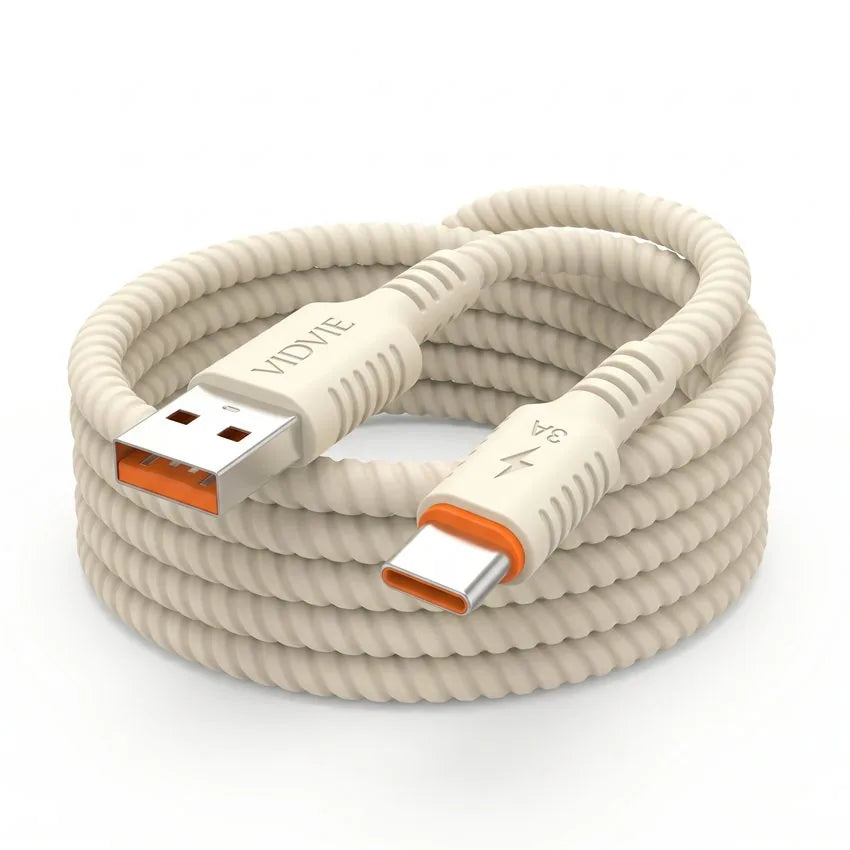 Cable de Carga Rápida USB-A a Tipo C 3A Vidvie · Silicona Líquida