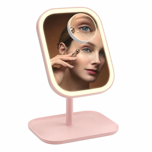 Espejo Luz Led Para Maquillaje IRM Recargable 3 Tonos De Luz