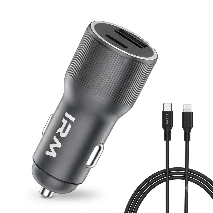 Cargador Rapido 45w de Celular Para Auto Ir51 IRM Con Cable Lightning
