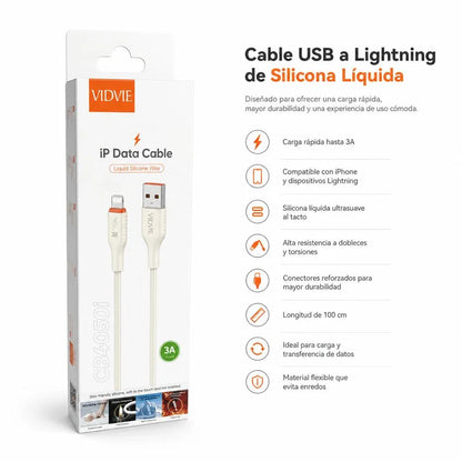 Cable Usb-a A Lightning 3a Vidvie 100cm