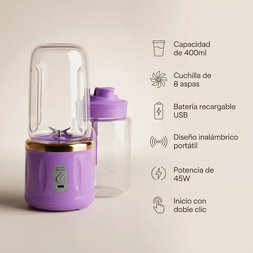 Juguera Licuadora Portátil Vaso Personal Recargable USB