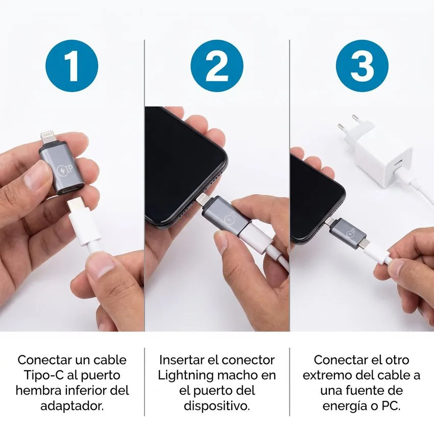 Adaptador Convertidor Tipo-C Hembra a Lightning Macho
