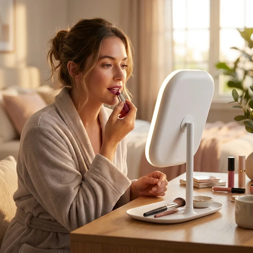 Espejo Luz Led Para Maquillaje IRM Recargable 3 Tonos De Luz