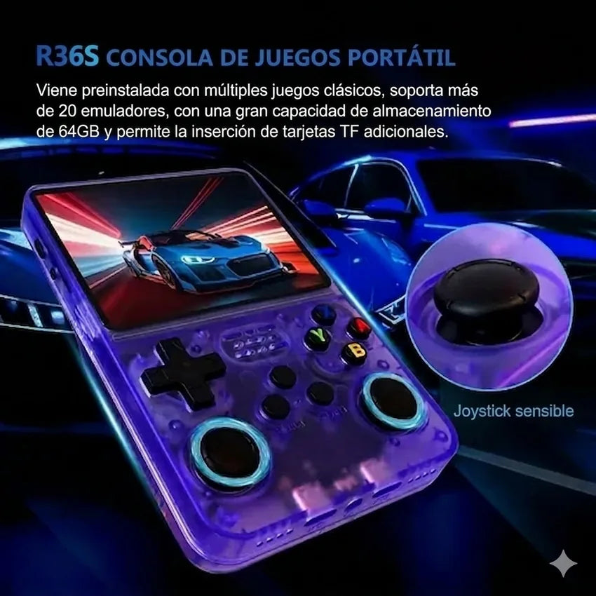 Consola Retro Gamer R36S 64GB - 15.000+ Juegos Clásicos