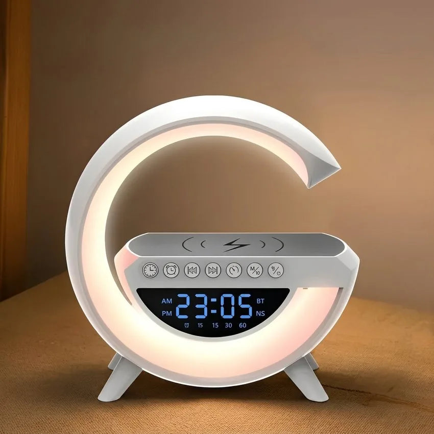 Parlante Bluetooth Lampara RGB G Cargador Inalambrico Reloj Despertador