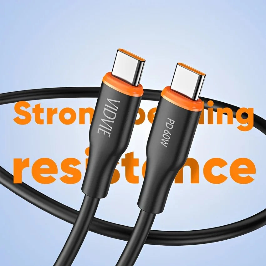 Cable Usb Tipo-C a Tipo-C 60w Datos Y Carga Rapida Vidvie 100cm