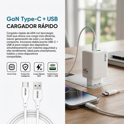 Cargador Rapido 45w Ir24 IRM Con Cable Tipo C
