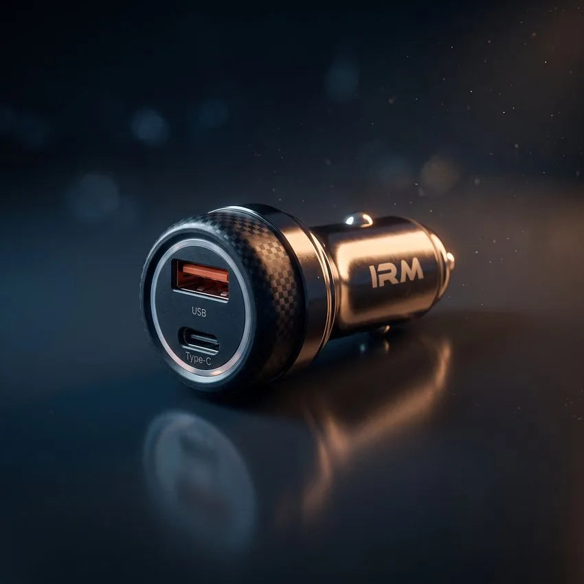 Cargador de Auto Rápido Dual IRM 45W + Cable Type-C a Lightning