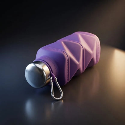Botella de Agua Plegable de Silicona - Diseño Geométrico y Mosquetón