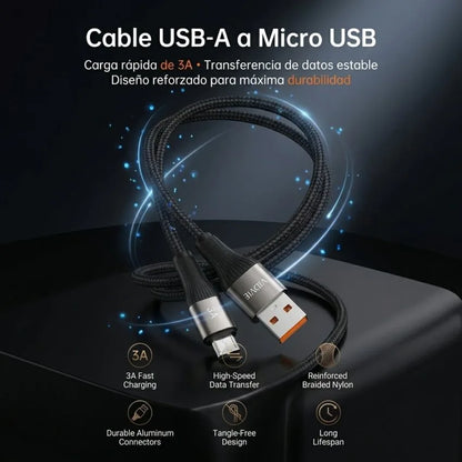 Cable Carga Rapida y Datos Micro Usb 1m 3a V8 Trenzado Vidvie