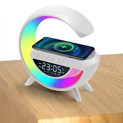 Parlante Bluetooth Lampara RGB G Cargador Inalambrico Reloj Despertador