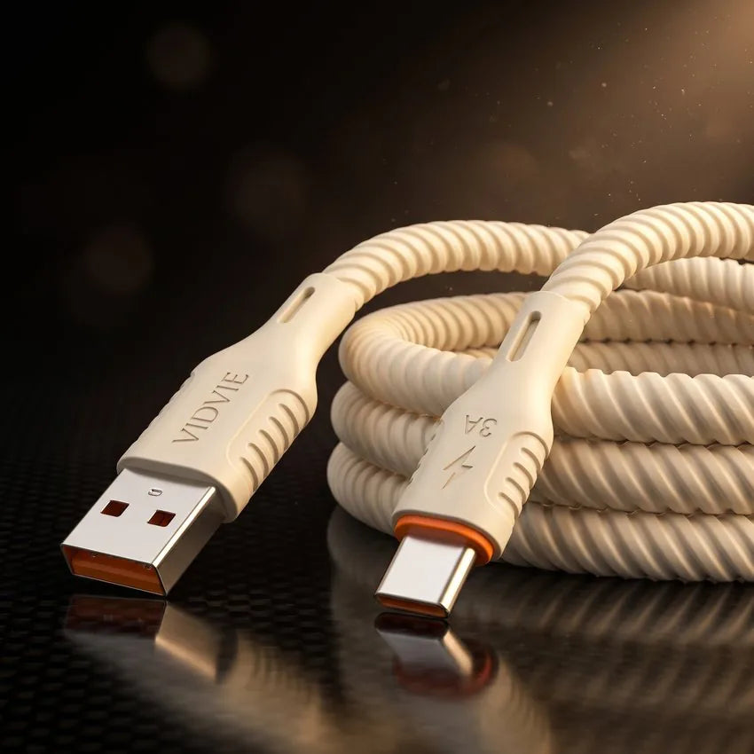 Cable de Carga Rápida USB-A a Tipo C 3A Vidvie · Silicona Líquida