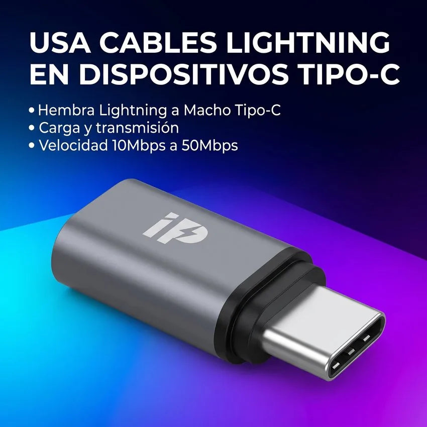 Adaptador Conector Lightning Hembra a USB Tipo-C Macho
