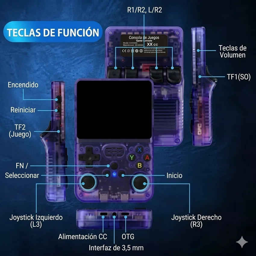 Consola Retro Gamer R36S 64GB - 15.000+ Juegos Clásicos