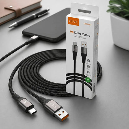 Cable Carga Rapida y Datos Tipo C 3m 3a V8 Trenzado Vidvie