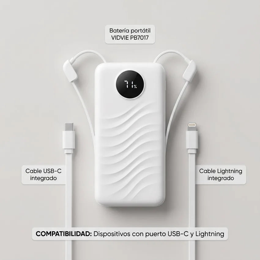 Batería Portátil Power Bank 10.000 mAh 22.5W Vidvie PB7017