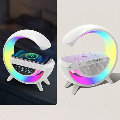 Parlante Bluetooth Lampara RGB G Cargador Inalambrico Reloj Despertador