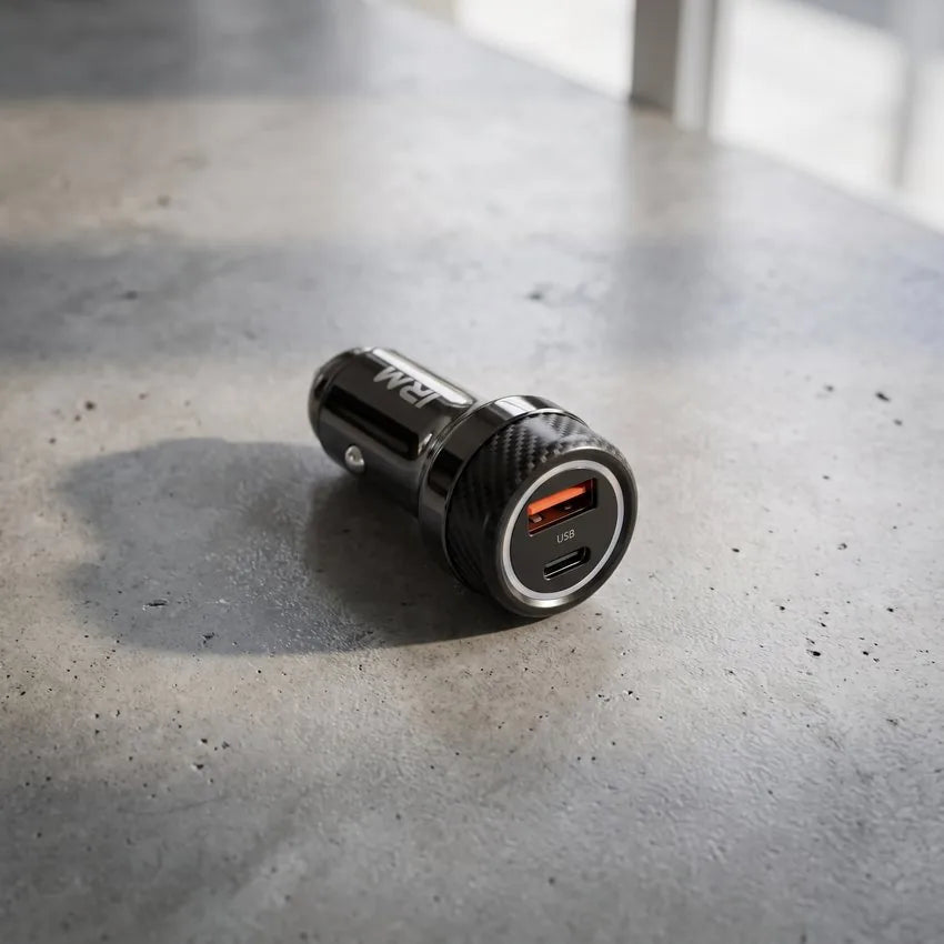 Cargador de Auto Rápido Dual IRM 45W + Cable Type-C a Lightning
