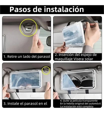 Espejo De Maquillaje con luz led para Visera de auto 3 Tonos