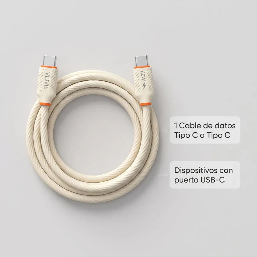 Cable Tipo C a Tipo C 60W de Silicona Líquida Vidvie