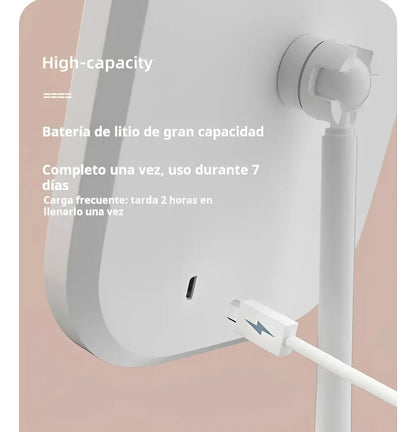 Espejo Luz Led Para Maquillaje IRM Recargable 3 Tonos De Luz