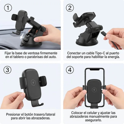 Soporte De Celular Para Auto Con Carga Inalámbrica Rápida 15w Vidvie
