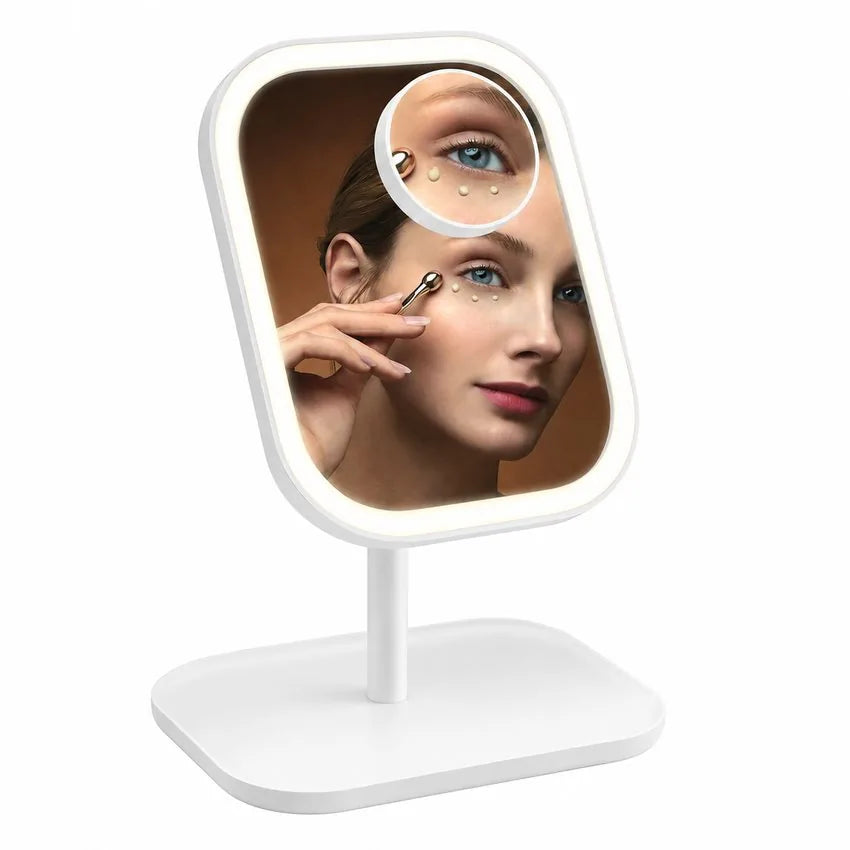 Espejo Luz Led Para Maquillaje IRM Recargable 3 Tonos De Luz