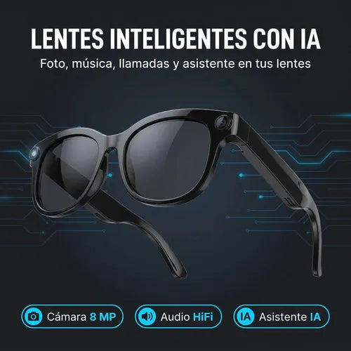 Lentes Inteligentes G5 Smart Glasses Cámara 8MP Bluetooth Asistente IA