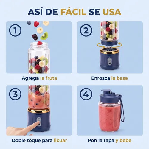 Juguera Licuadora Portátil Vaso Personal Recargable USB