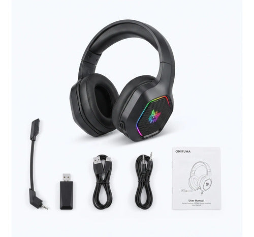 Audífonos Gamer Inalámbricos Onikuma GT806 Tri-Mode RGB Negro