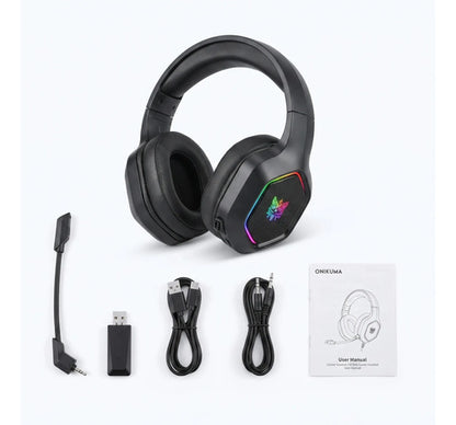 Audífonos Gamer Inalámbricos Onikuma GT806 Tri-Mode RGB Negro