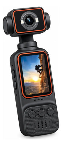 Cámara Deportiva 4K WiFi Cabezal Giratorio Con Luz LED