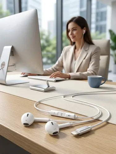 Audífonos In-Ear Con Cable Lightning IR35 IRM Con Micrófono Blanco