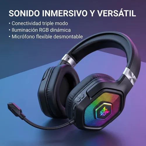 Audífonos Gamer Inalámbricos Onikuma GT806 Tri-Mode RGB Negro