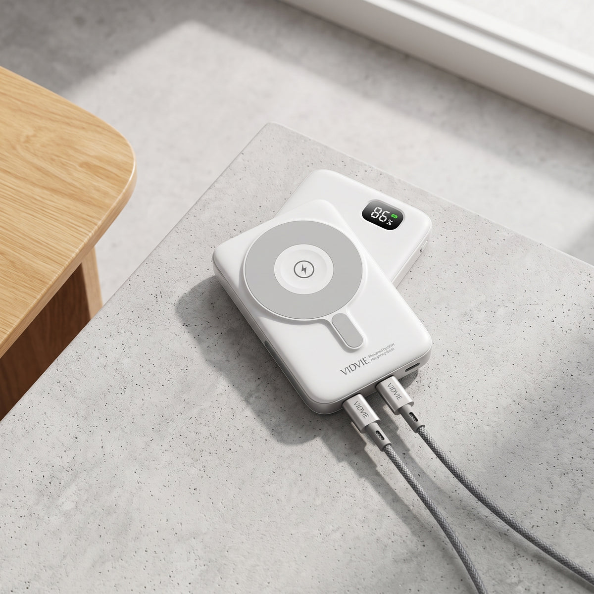 Batería Externa Power Bank 10000mAh Magnética MagSafe VIDVIE PB7029 Carga Rápida 22.5W Con Cables Y Soporte