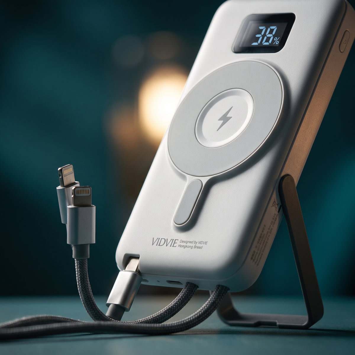Batería Externa Power Bank 10000mAh Magnética MagSafe VIDVIE PB7029 Carga Rápida 22.5W Con Cables Y Soporte