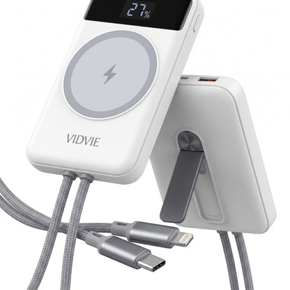 Batería Externa Power Bank 10000mAh Magnética MagSafe VIDVIE PB7029 Carga Rápida 22.5W Con Cables Y Soporte