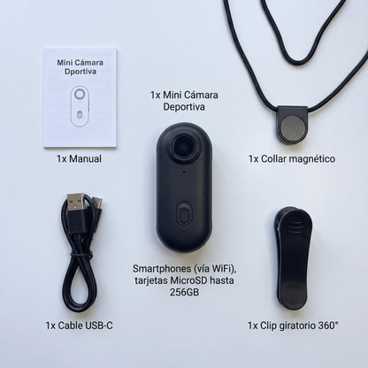 Camara Deportiva Portatil Mini FHD 1080P WiFi Magnetica Tipo Pulgar Clip Ajustable POV