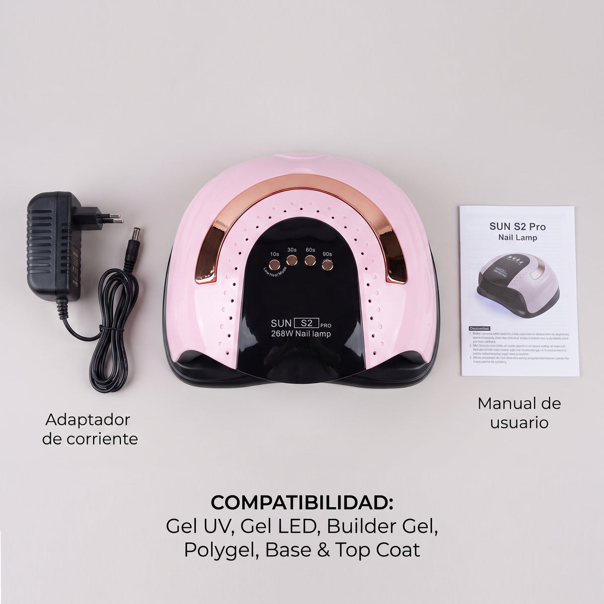Lámpara Secadora De Uñas UV LED Professional SUN S2 Pro 268W Cabina Curado Rápido