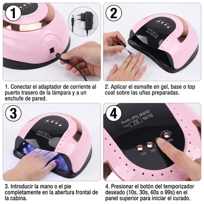 Lámpara Secadora De Uñas UV LED Professional SUN S2 Pro 268W Cabina Curado Rápido