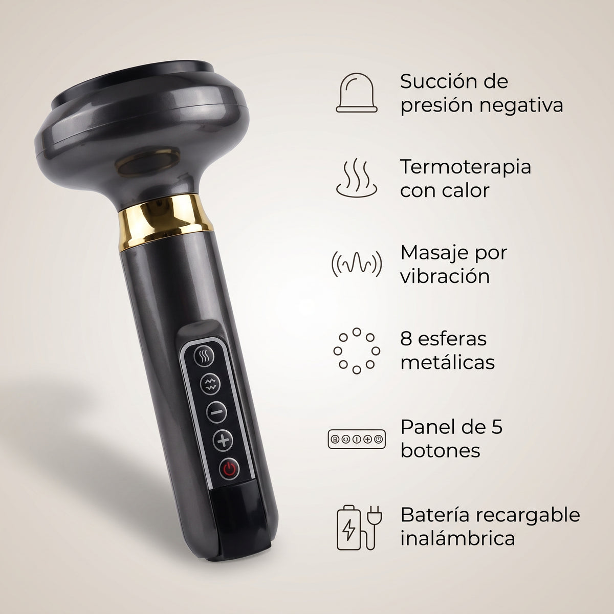 Masajeador Corporal Electrico Ventosa Succion Guasha Reductores Anticelulitis Calor Termoterapia