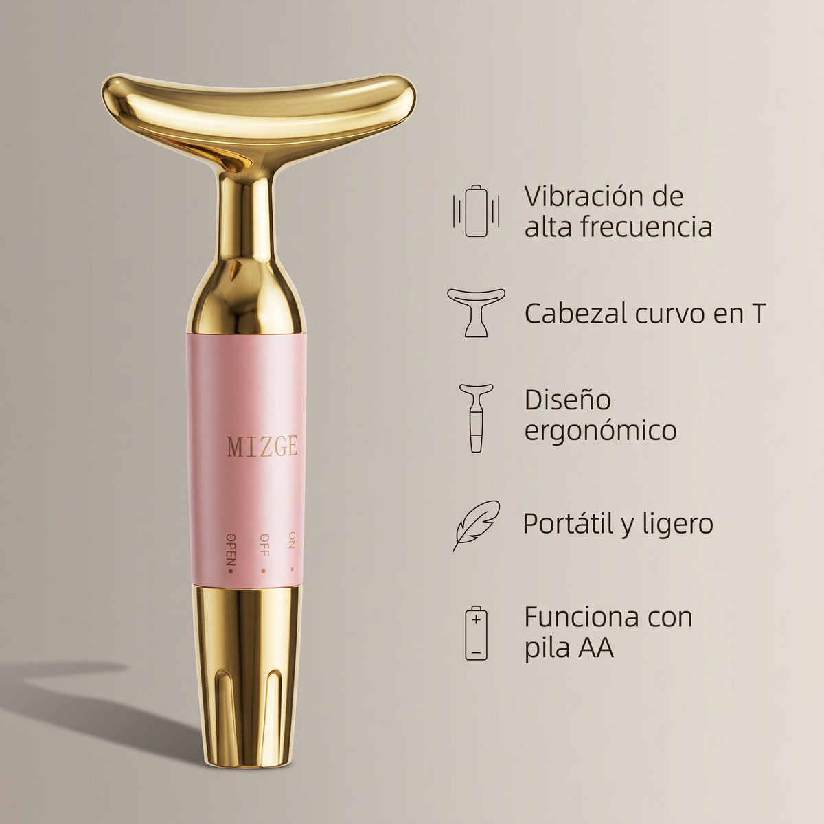 Masajeador Facial Antiarrugas MIZGE MGE-018 Vibración T + Pila Incluida