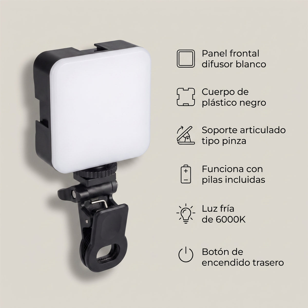 Mini Luz LED Portátil IRM 13261 Con Clip + Pilas Incluidas