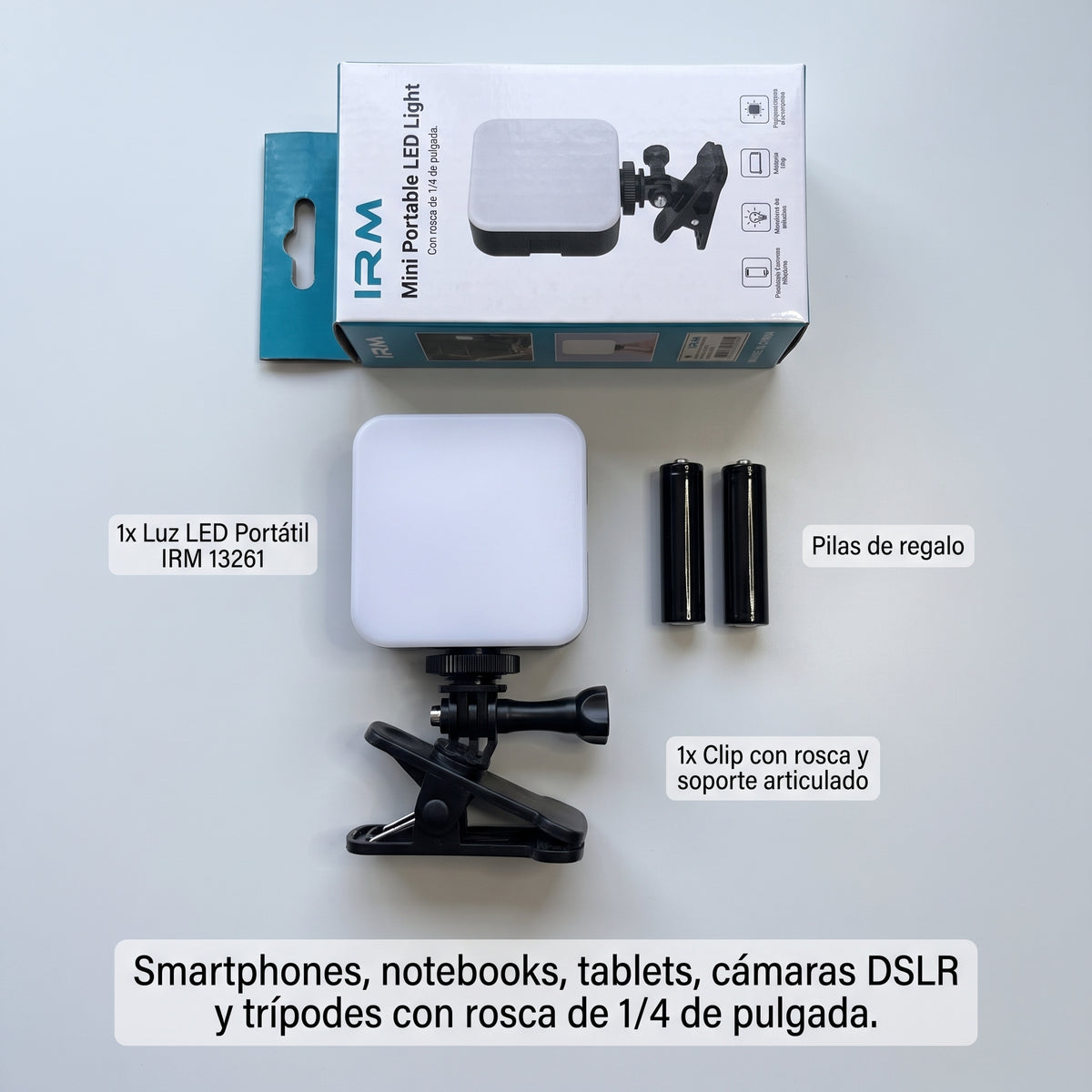 Mini Luz LED Portátil IRM 13261 Con Clip + Pilas Incluidas