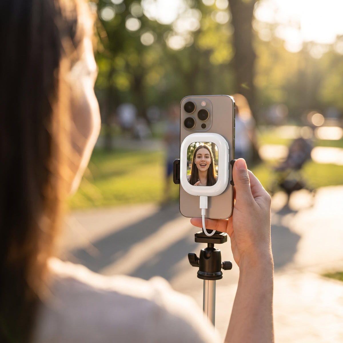 Pantalla Secundaria Magnetica Magsafe Para Celular Espejo Vlogging Fotos Selfie HD