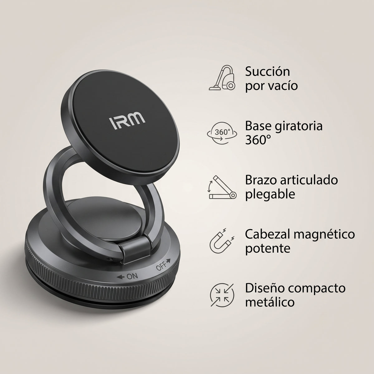 Soporte Magnético Celular Ventosa Al Vacío Giratorio 360 Multiuso Auto Escritorio