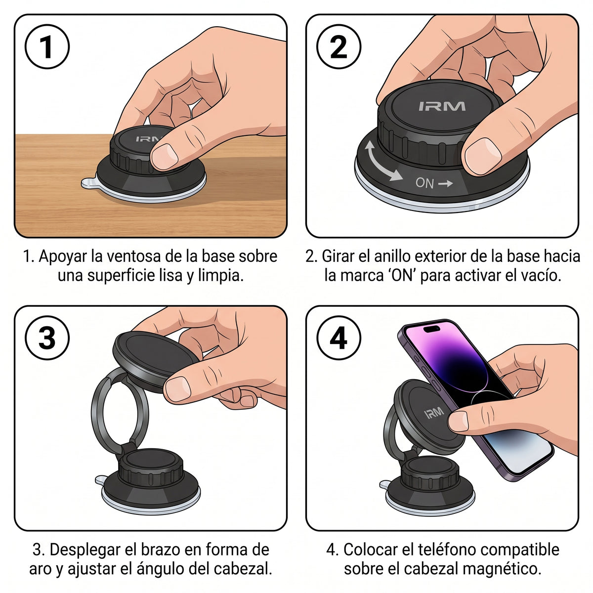 Soporte Magnético Celular Ventosa Al Vacío Giratorio 360 Multiuso Auto Escritorio